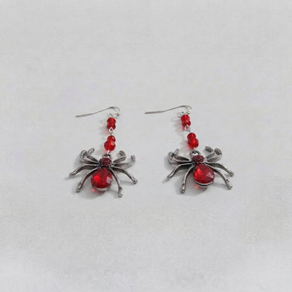 Crimson Widow Spider Earrings