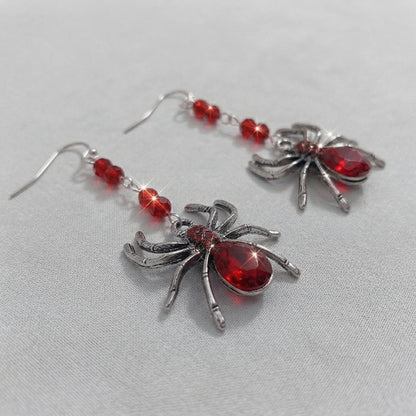 Crimson Widow Spider Earrings