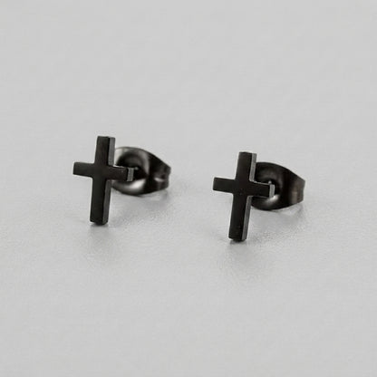 Blackened Cross Stud Earrings