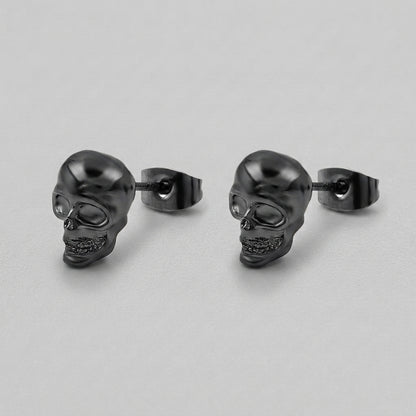 Onyx Skull Stud Earrings