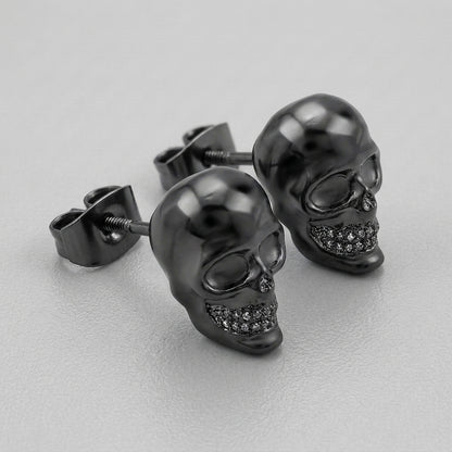 Onyx Skull Stud Earrings