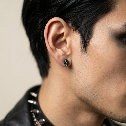 Onyx Skull Stud Earrings