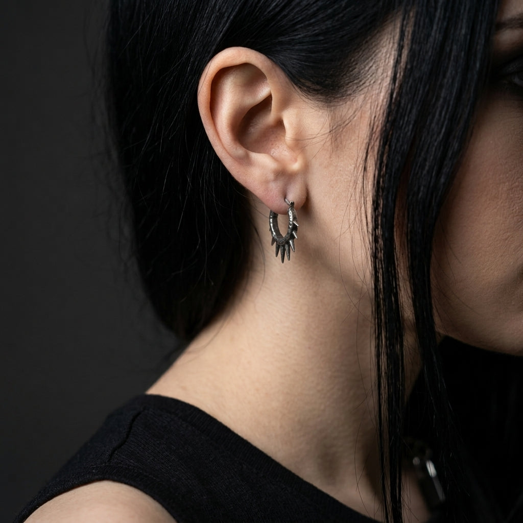 Sunburst Spike Hoop Earrings
