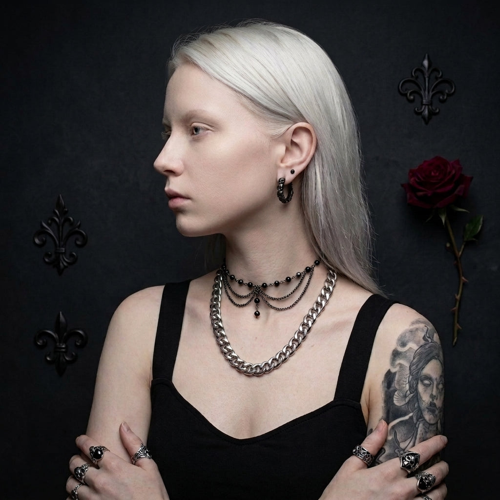 Stacked Skulls Huggie Hoops