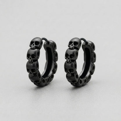 Stacked Skulls Huggie Hoops