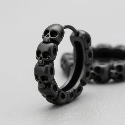 Stacked Skulls Huggie Hoops