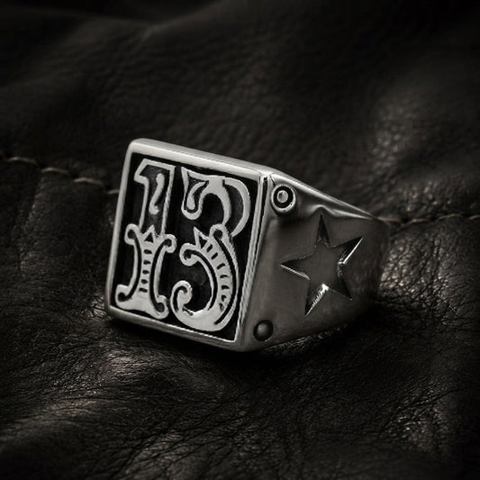 Lucky 13 Ornate Signet Ring