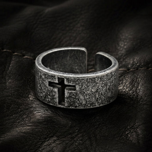 Shadow Cross Cutout Open Band Ring