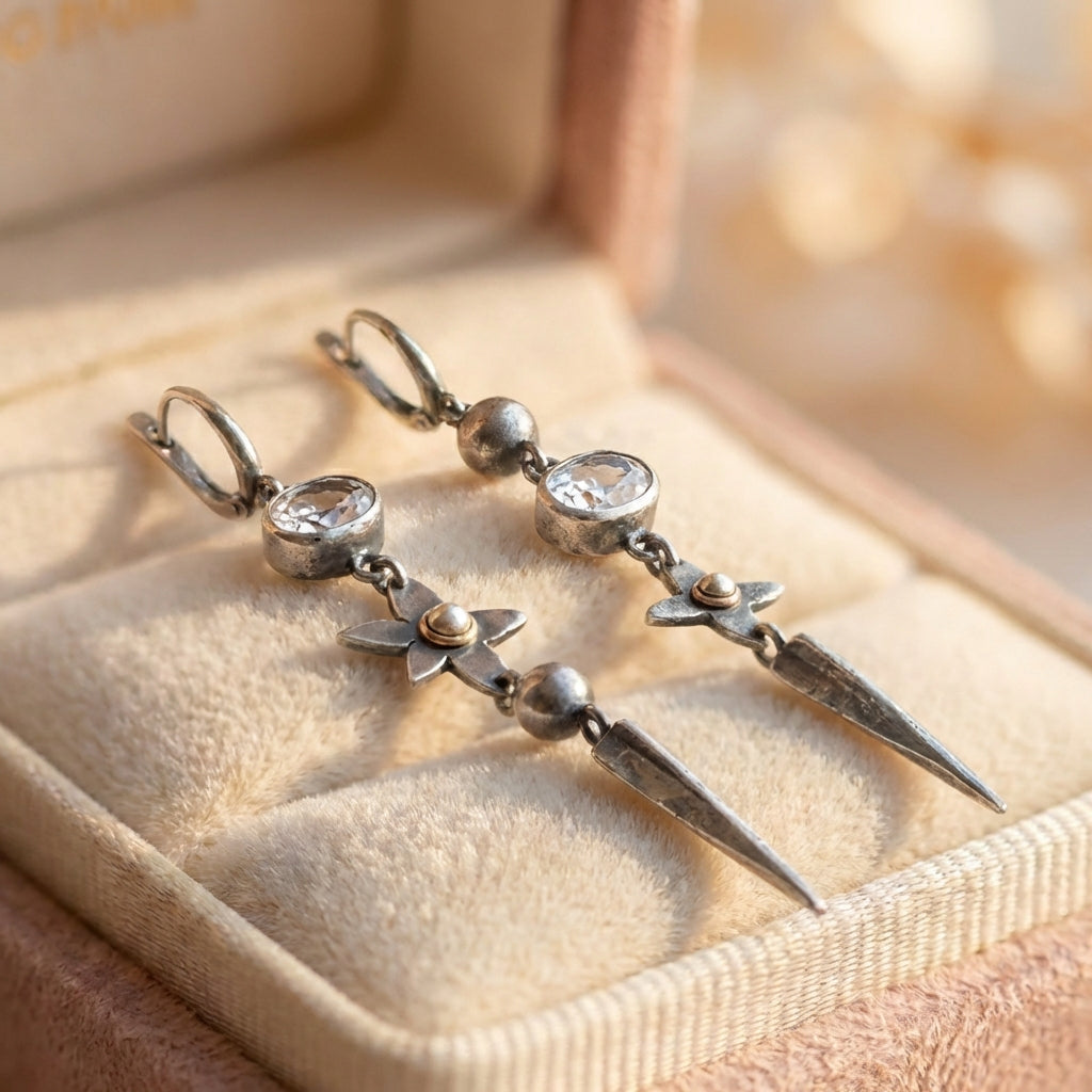 Vintage Floral Zircon Earrings