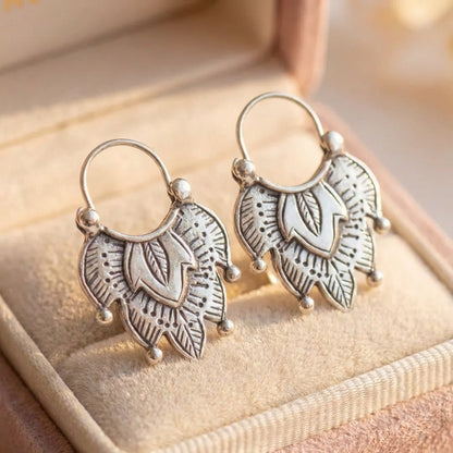 Vintage Leaf Hoop Earrings