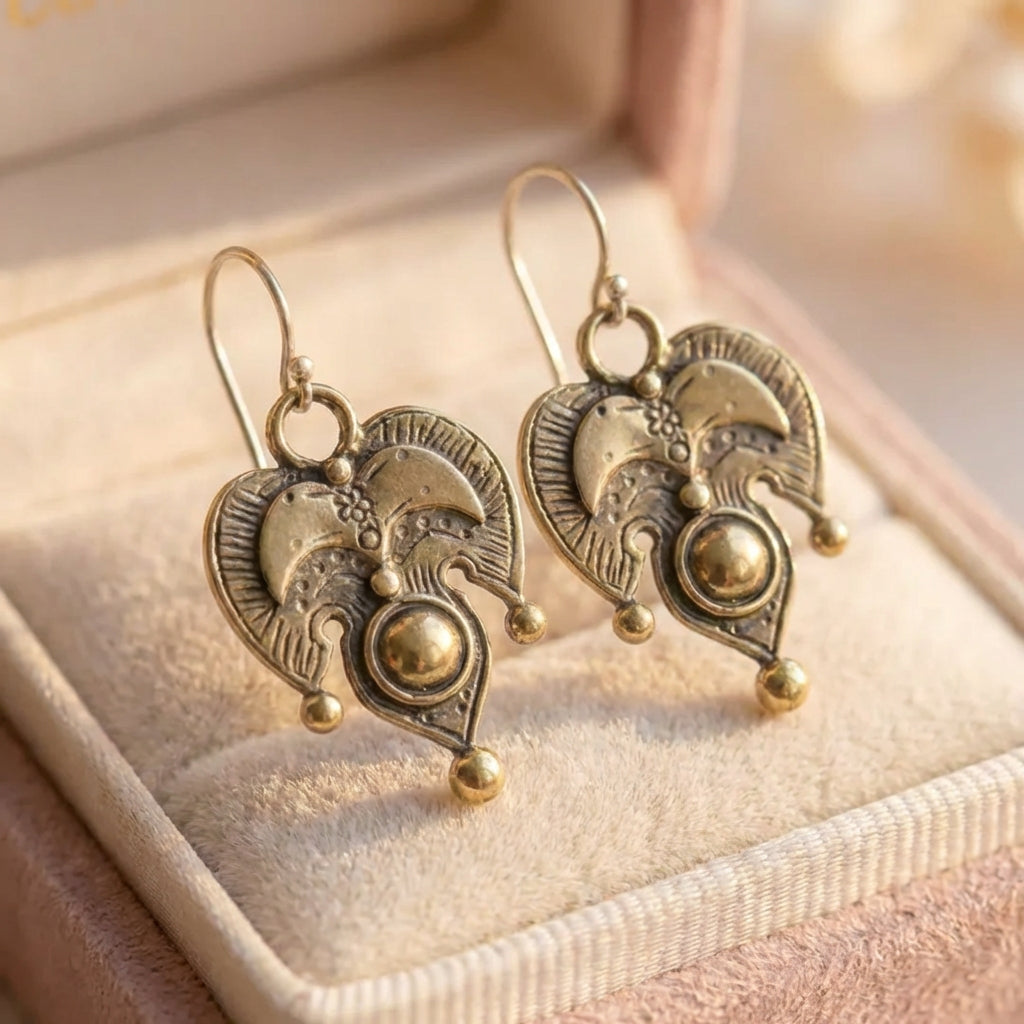 Vintage Ornate Heart Earrings