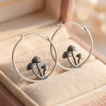 Vintage Mushroom Hoop Earrings