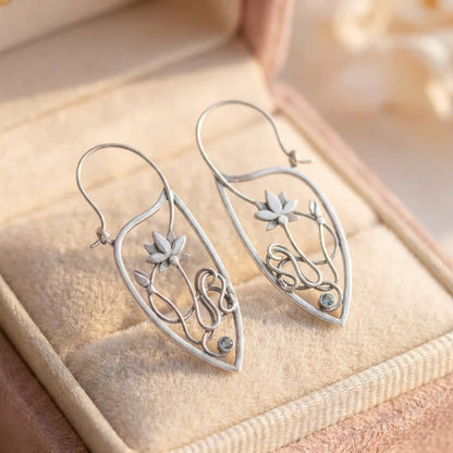 Vintage Lotus Flower Earrings