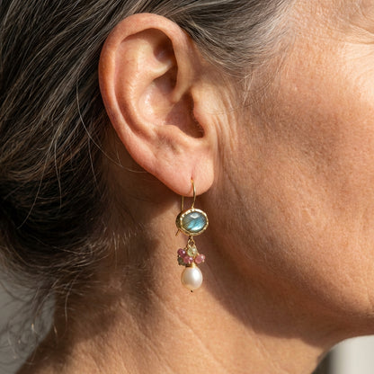 Vintage Labradorite Pearl Earrings