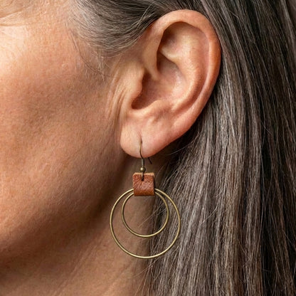 Vintage Leather Circle Earrings