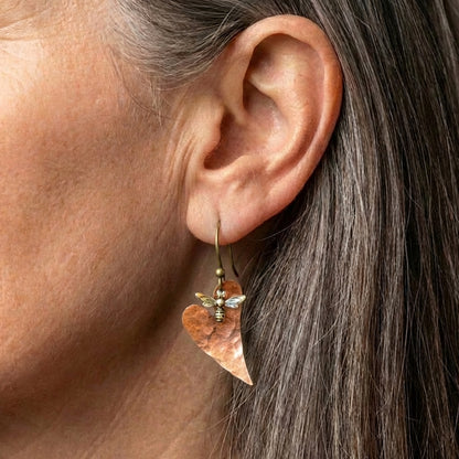 Vintage Honeybee Heart Earrings