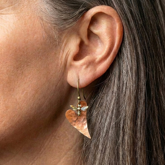 Vintage Honeybee Heart Earrings