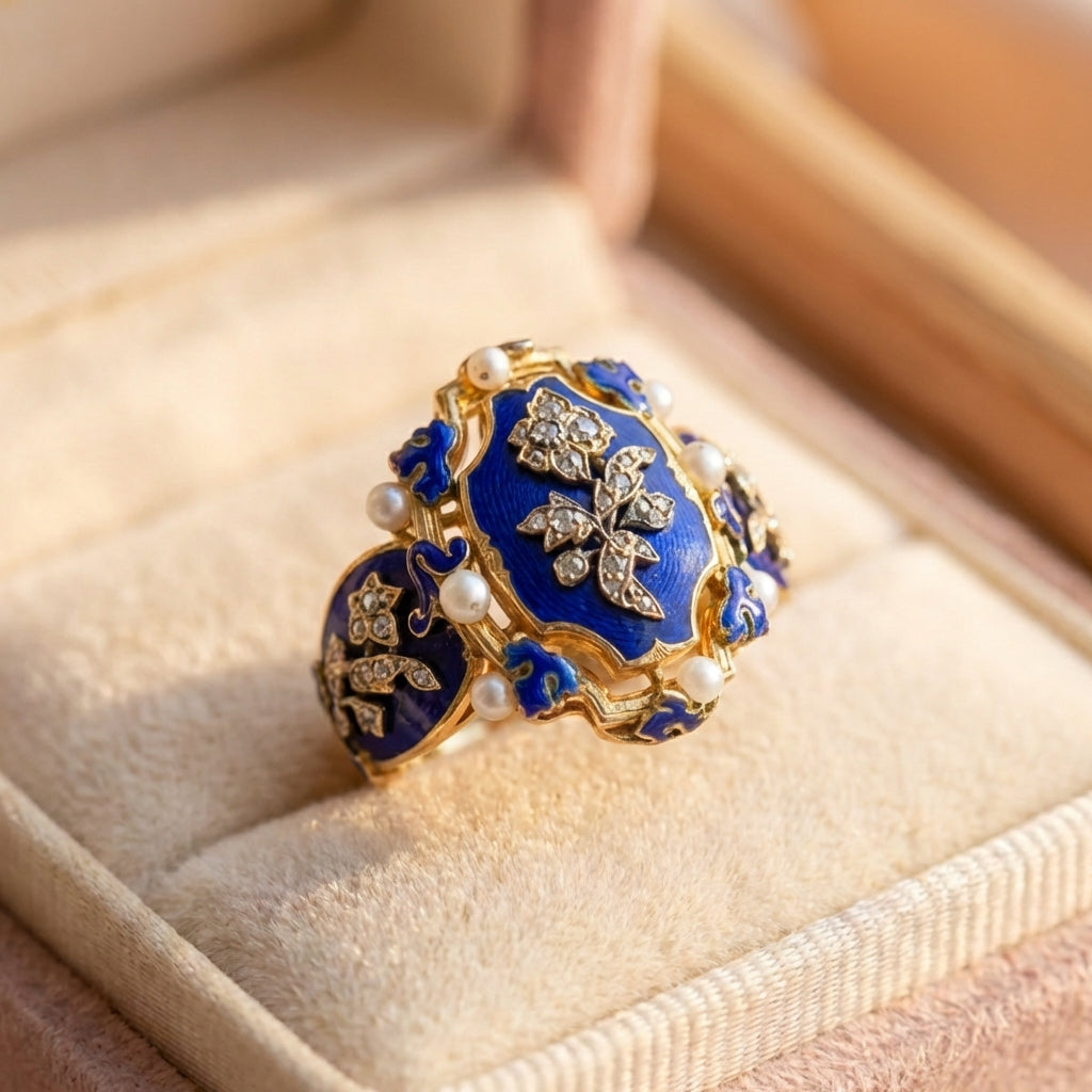 Vintage Blue Enamel Ring