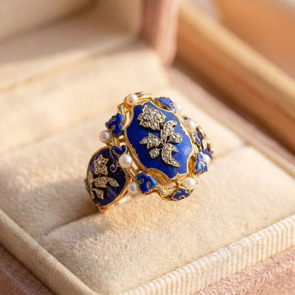 Vintage Blue Enamel Ring