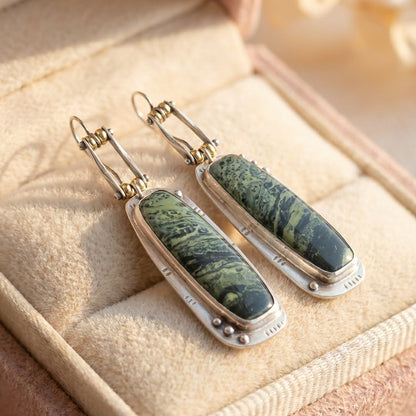 Vintage Green Stone Earrings