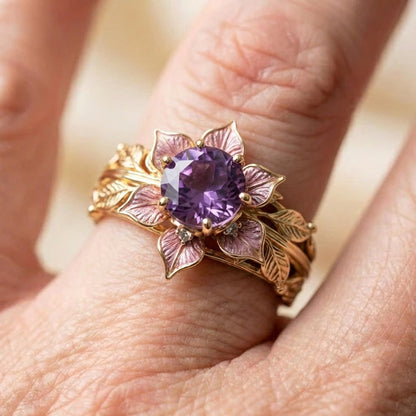 Vintage Amethyst Flower Ring