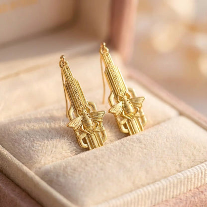 Vintage Gold Bee Earrings
