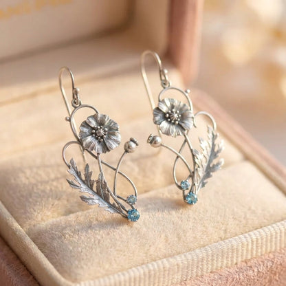 Vintage Flower Zircon Earrings