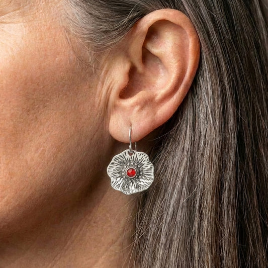 Vintage Flower Red Earrings