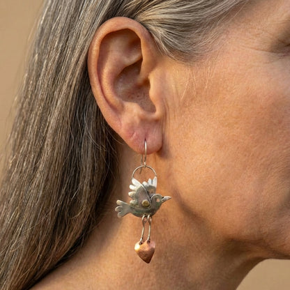Romantic Bird Heart Earrings