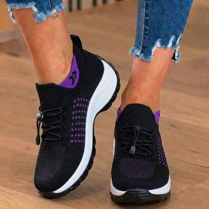 Orthopedic Knit High-Top Sneakers - Quick-Lace System & Rocker Sole
