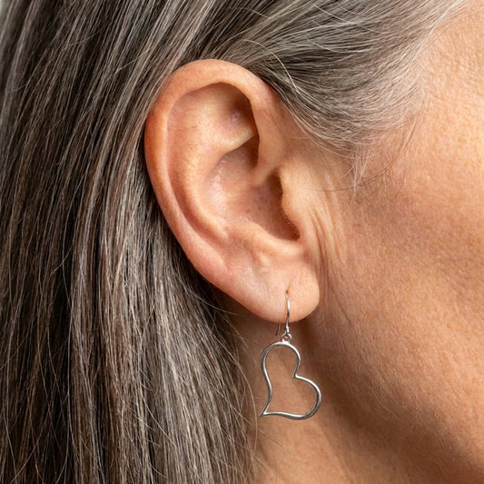 Minimalist Heart Dangle Earrings