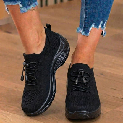 Orthopedic Knit High-Top Sneakers - Quick-Lace System & Rocker Sole