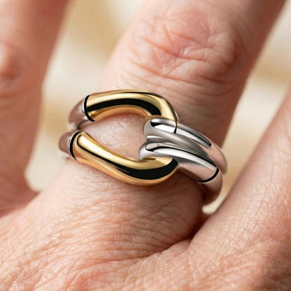 Elegant Two Tone Bamboo Ring
