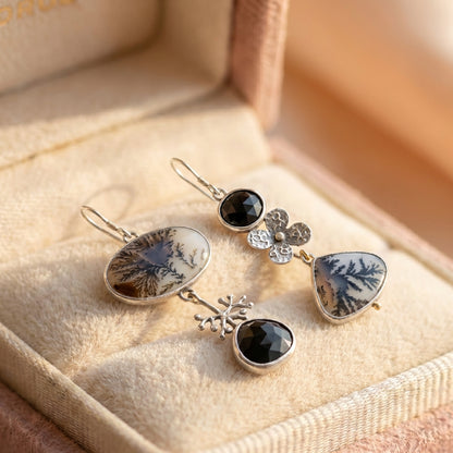 Vintage Dendritic Quartz Earrings