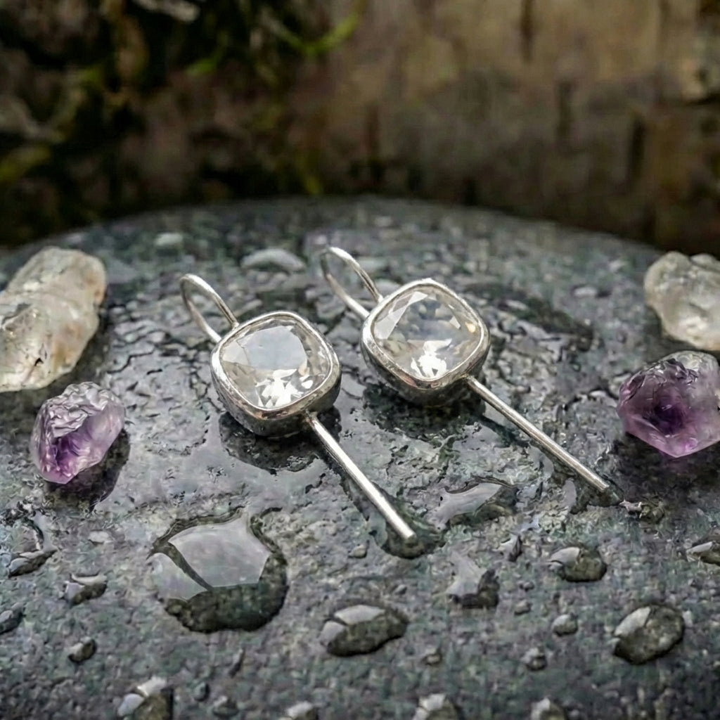 Vintage Crystal Square Earrings