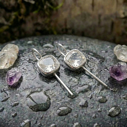 Vintage Crystal Square Earrings