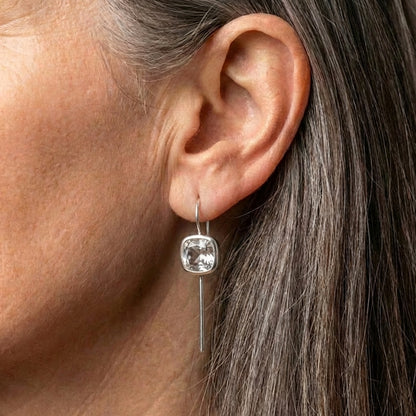 Vintage Crystal Square Earrings