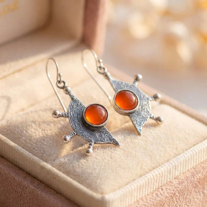Vintage Carnelian Wheel Earrings