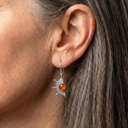 Vintage Carnelian Wheel Earrings