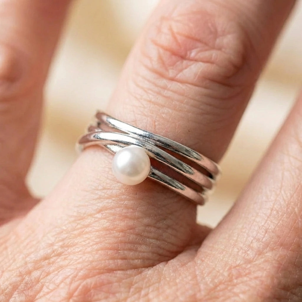 Elegant Pearl Wrap Ring