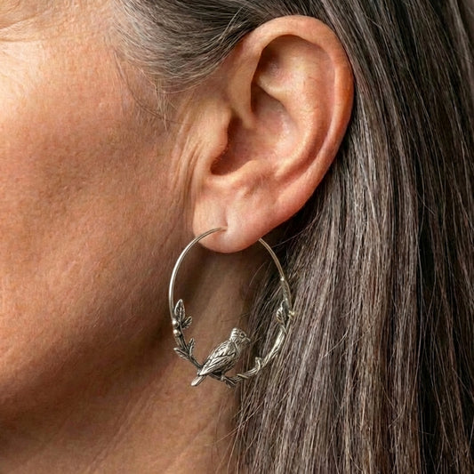 Vintage Bird Hoop Earrings