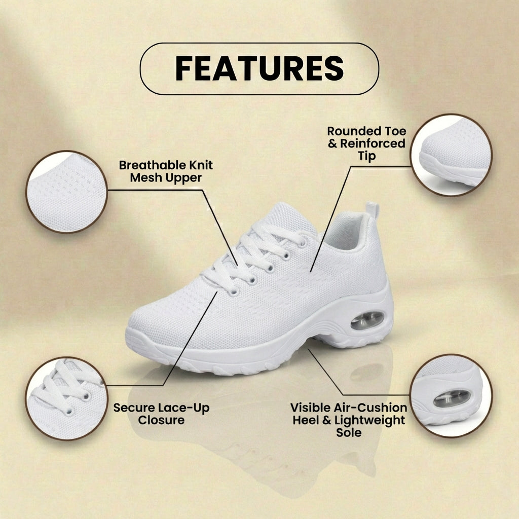 Orthopedic Mesh Athletic Sneakers - Air Cushion Heel & Lightweight Design