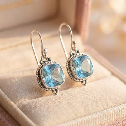 Elegant Blue Zirconia Earrings