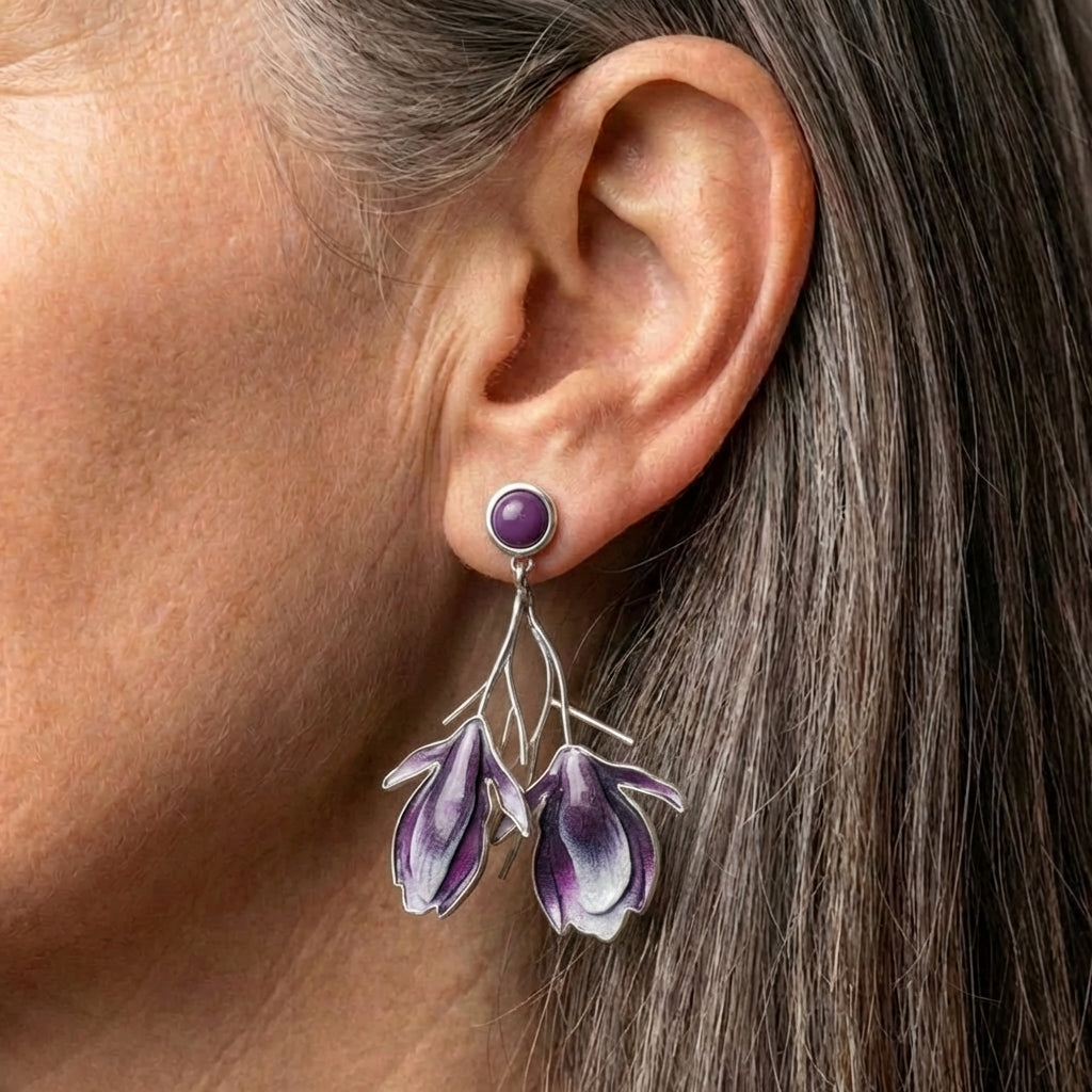 Elegant Purple Flower Earrings