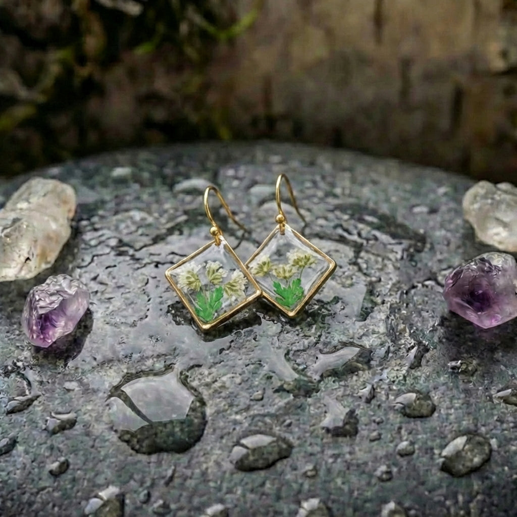 Elegant Pressed Flower Earrings