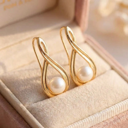 Elegant Pearl Gold Earrings