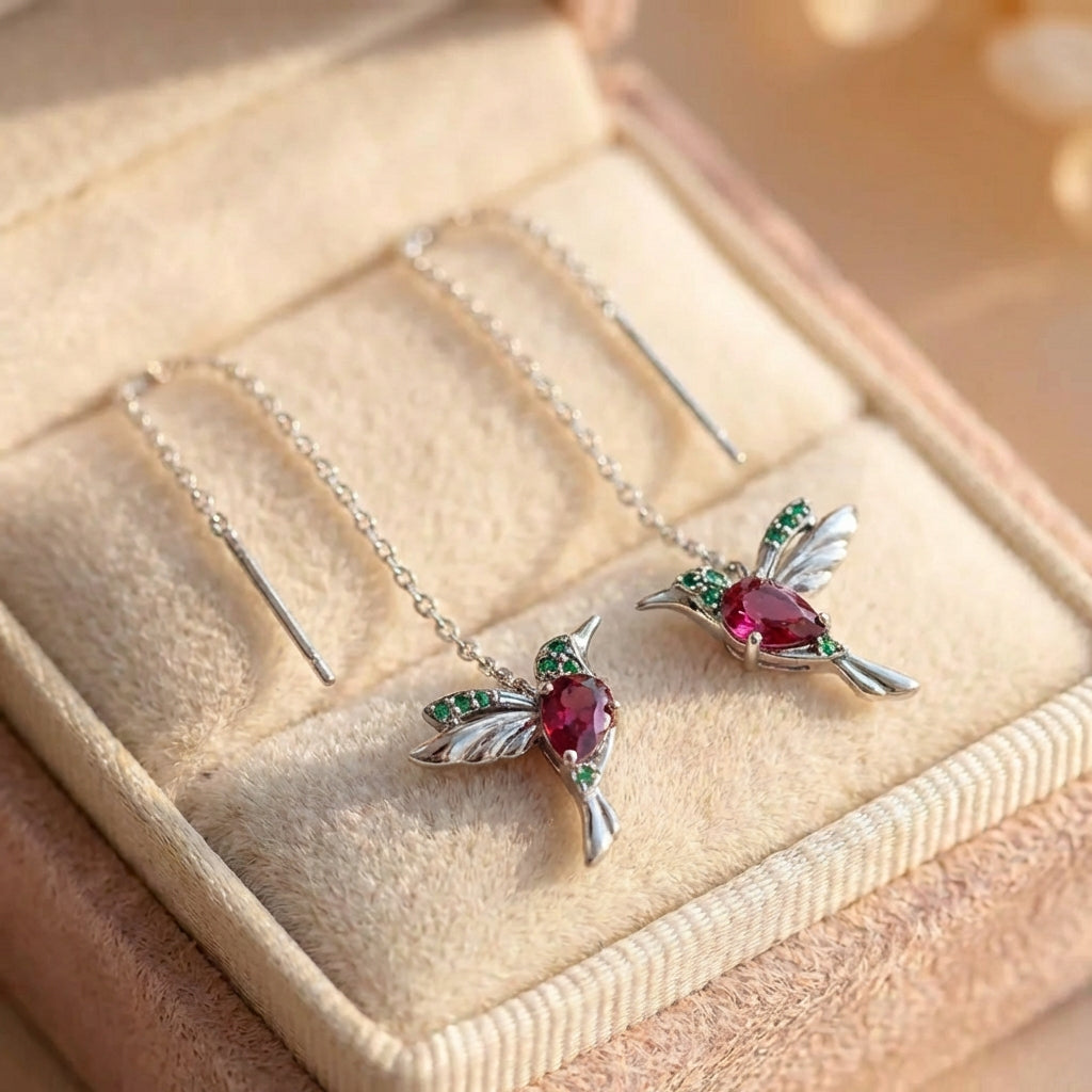 Elegant Hummingbird Drop Earrings