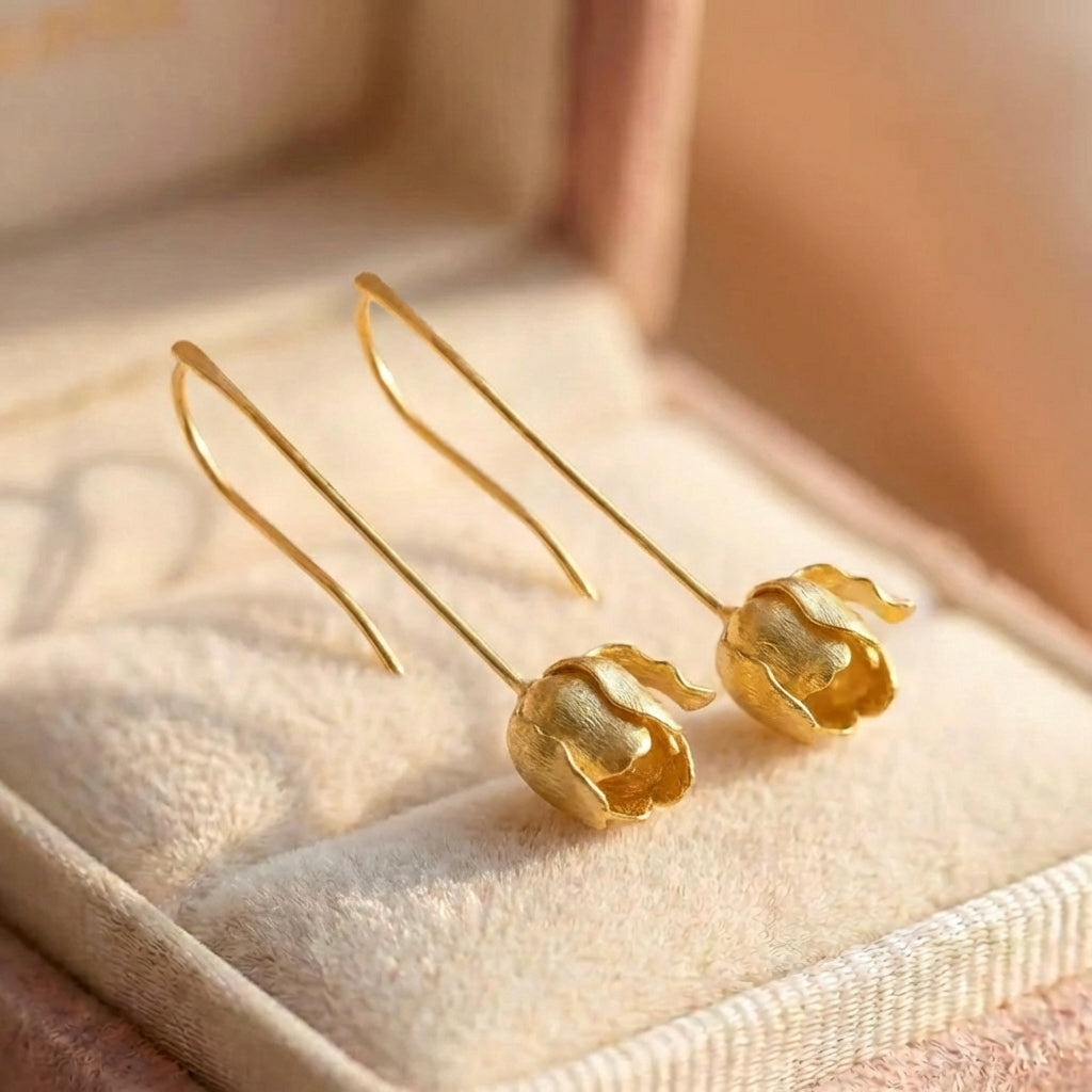 Elegant Gold Tulip Earrings