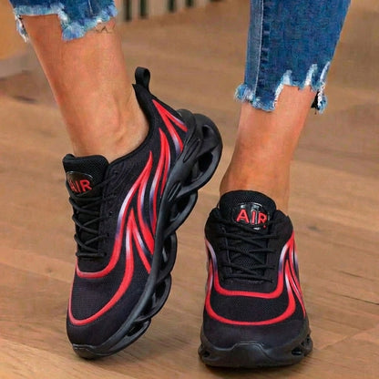Orthopedic Mesh Athletic Sneakers - Flame Pattern & Blade Sole