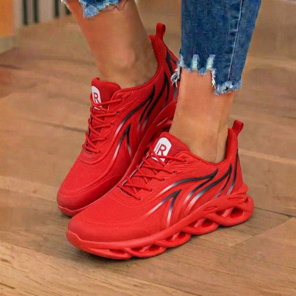 Orthopedic Mesh Athletic Sneakers - Flame Pattern & Blade Sole